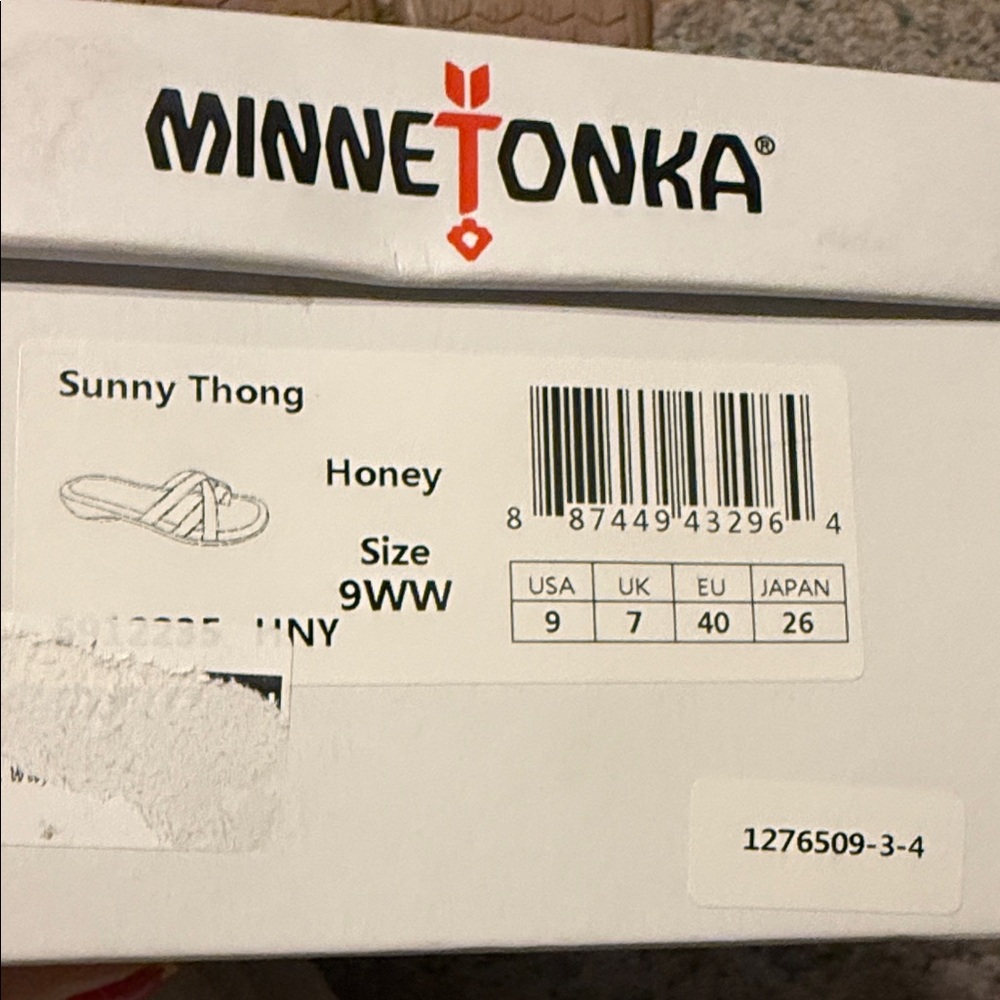 Minnetonka Tan Leather Crisscross Slide Sandals - Picture 7 of 8